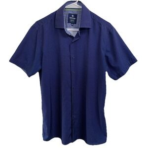 Tom Baine Mens Slim-Fit Blue Wrinkle Free‎ Button-Down Dress Shirt M 15-15 1/2